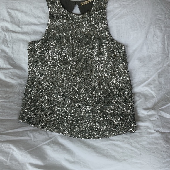 Silver Sequin Sleeveless Top - Picture 1 of 4